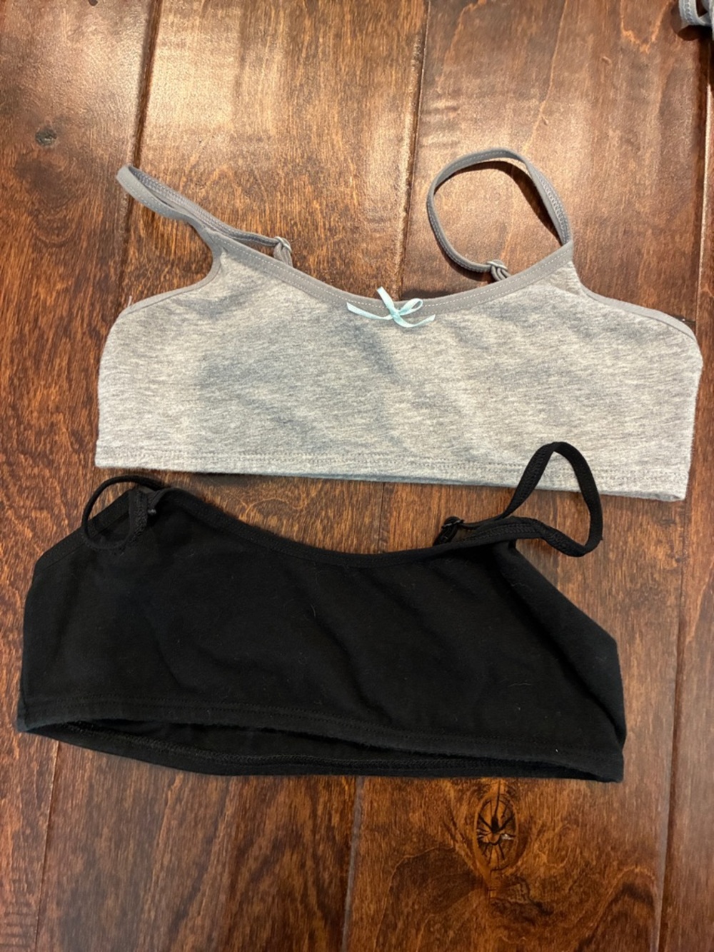 Cat & Jack Gray & Black Cotton Training Sports Bra - Duo Pack- Small